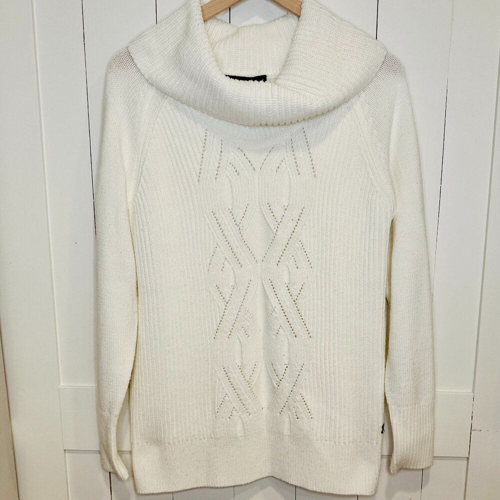 Tommy Hilfiger Ivory Cable Knit Cowl Neck Sweater Women’s Medium Cozy Winter